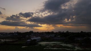 自然、户外、黄昏、日落、黎明、红天、天空、车辆