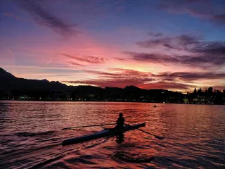 瑞士，卢塞恩湖，水，运动，划船，日落，小船，湖泊
