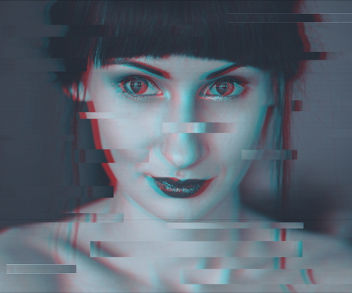 故障，肖像，故障肖像，故障艺术，失真，监视器，数字，像素