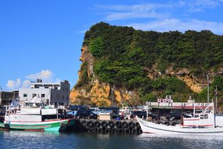 酋长岩、面、山、海、海岸、船、码头、船只