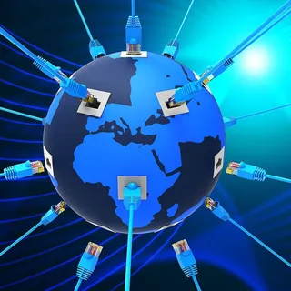 显示全球通讯和地球的全球网络