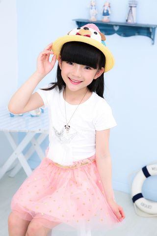 儿童、女孩、肖像、照片、帽子、Bid、亚洲、裙子