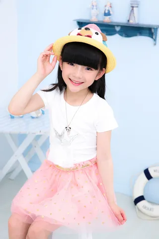 儿童、女孩、肖像、照片、帽子、Bid、亚洲、裙子