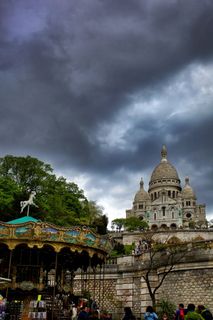 法国、巴黎、恶劣天气、雨水、教堂、蒙马特、灰色、景观
