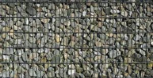 石笼、石头、砾石、铁丝架、墙壁、标界、固定、图案