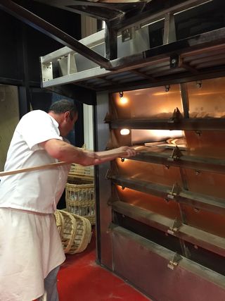 面包，布朗格，棍子，成本，面包房，烘焙，男人，食物