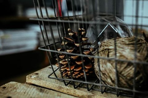 金属篮子里的钻石灯泡