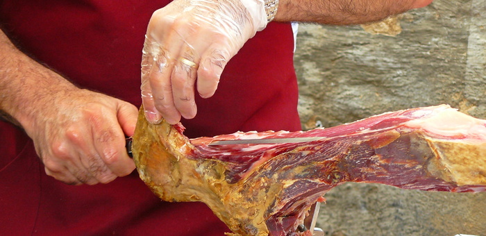 man，hands，火腿，serrano火腿，market，butcher，fleischer，farmers local market