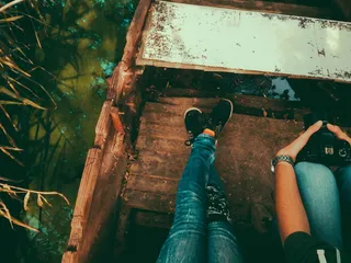 船，水，湖，相机，女孩，男孩，两个，顶部