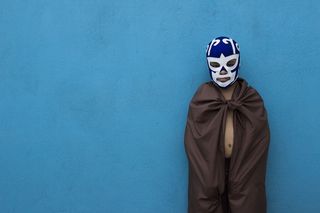 孩子，摔跤，摔跤手，玩，玩，伪装，面具，面具-伪装