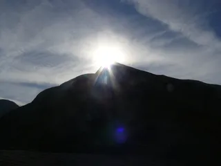 山，上游，日落，西伯利尼，阳光，太阳，镜头闪光，没有人