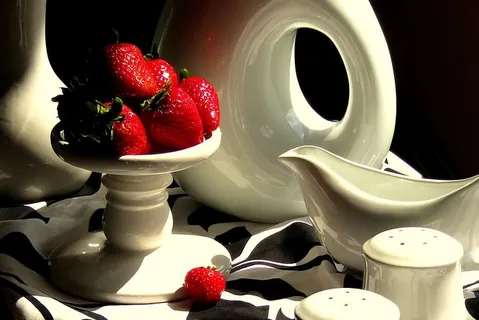 反射，草莓，红色，水果，红色，水果，浆果，闪亮，静物