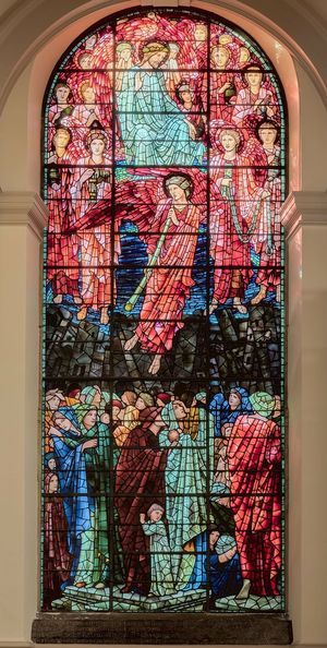 天使、彩色、玻璃、内部、建筑、宗教、有色、建筑