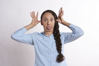 女人，暴露，舌头，白色，表面，愚蠢，人，傻瓜