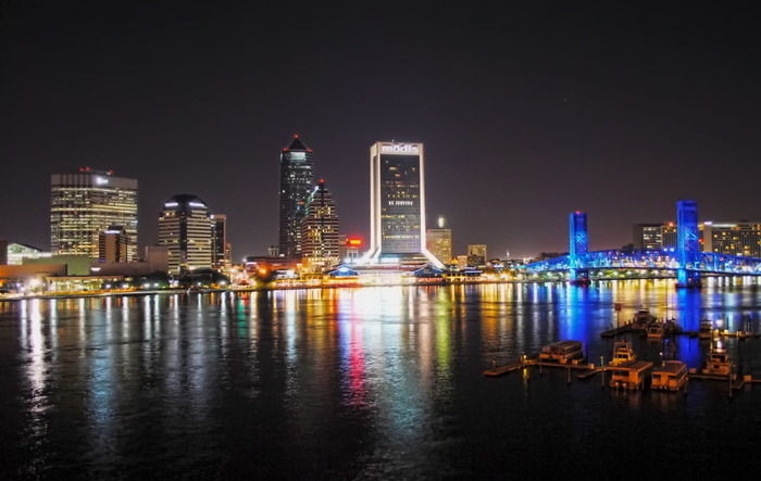 夜间的城市, 佛罗里达州杰克逊维尔, 晚上, 晚上, 佛罗里达州杰克逊维尔, 建筑物, 城市