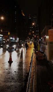 美国、纽约、唐人街、灯光、汽车、夜晚、纽约、自行车