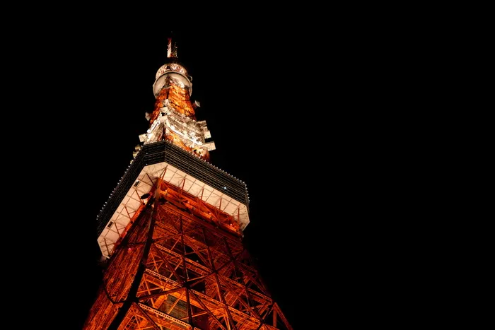 日本, 东京塔, 港区, 夜, 东京, 塔, 橙色, 国际橙色