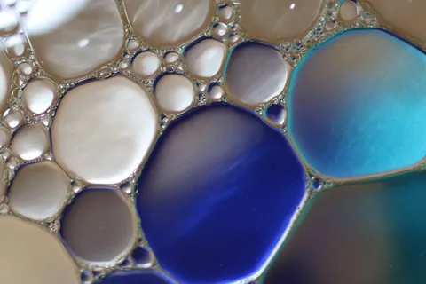 水中油, 油眼, 液体, 摘要, 质地, 宏观, 油, 关闭