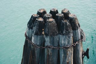海，码头，系船柱，航海，桩，链，航海，水