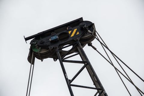 电缆, 滑轮, 起重机, 钢, 建设, 生成, 吊装, 低角度视图