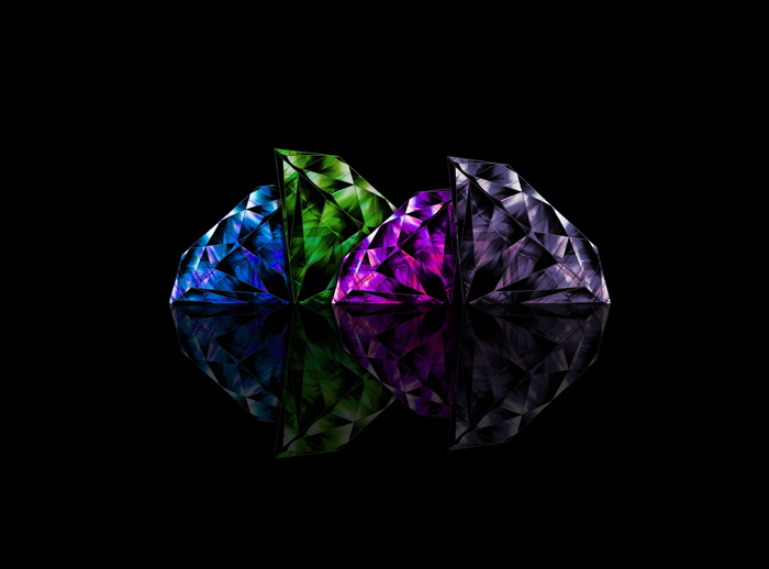 珠宝，宝石，反射，形状，晶体物质，颜色，摄影棚拍摄，黑色背景