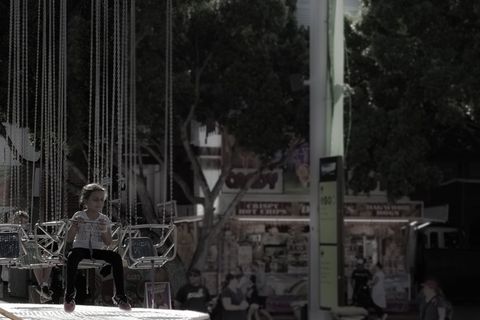 澳大利亚, ​​悉尼奥林匹克公园, 儿童, 女孩, 恐惧, 骑, 主题公园, 公平