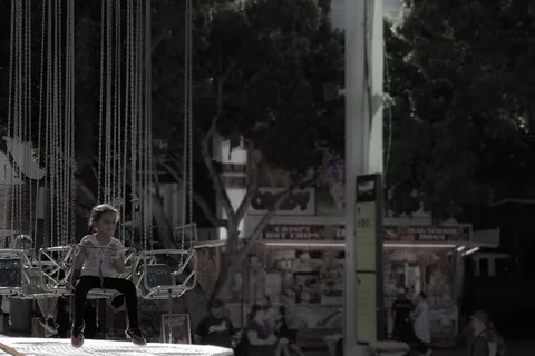 澳大利亚, ​​悉尼奥林匹克公园, 儿童, 女孩, 恐惧, 骑, 主题公园, 公平