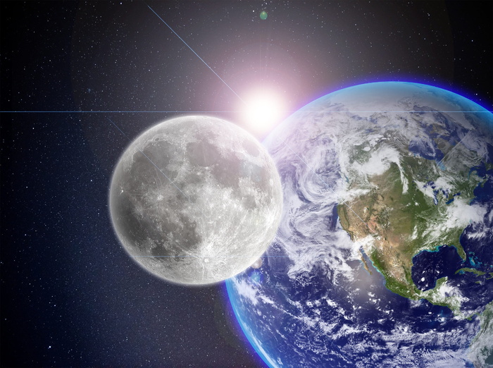 外层空间，太空摄影，月球，地球，地球和月球，照片，太空，行星