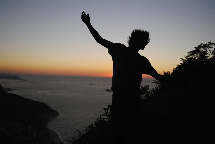 日出, pedra da gávea, 溶胶, 黄金, 和平, 美, 剪影, DOM