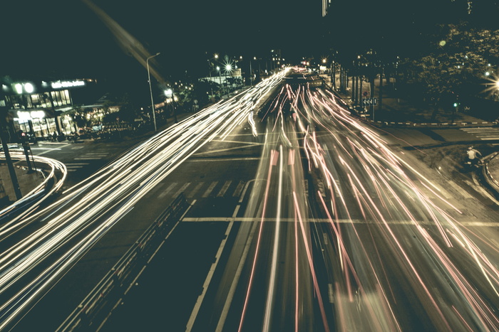 夜间、照明、运动、城市、交通、长曝光、道路、灯光轨迹