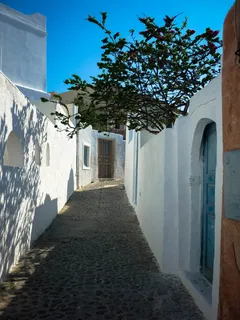 Oia、走道、圣托里尼、希腊、鹅卵石、道路、门、建筑 Oia、走道、圣托里尼、希腊、鹅卵石、道路、门、建筑