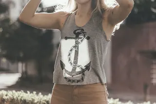 女士，穿着，锚印背心，上衣，人物，桑多，锚，夏季
