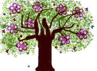 树，春天，花，插图，矢量图，工作室拍摄，白色背景，医疗保健和医学