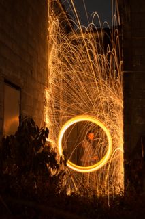 美国, 埃文斯维尔, 夜, 建设, 弃, 火花, 光迹, 钢丝绒