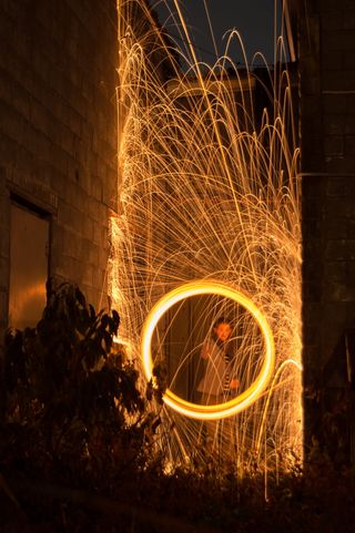 美国, 埃文斯维尔, 夜, 建设, 弃, 火花, 光迹, 钢丝绒