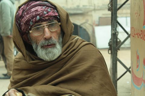 男人，穿着，棕色，长袍，难民，肖像，老人，老人