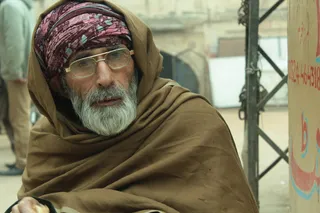 男人，穿着，棕色，长袍，难民，肖像，老人，老人