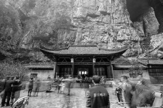 信使站，长曝光，bandw，中国，建筑结构，建筑，礼拜场所