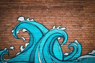 蓝色、海浪艺术品、立面、建筑、涂鸦、绘画、杜塞尔多夫、石头