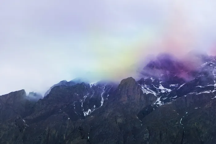 五颜六色，五颜六色，雾，雾，风景，山，山峰，自然