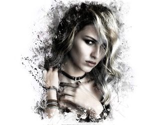 女人，女孩，女人，年轻，美女，肖像，肖像，墨水