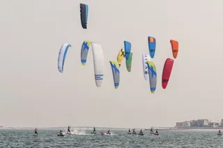 风筝冲浪、卡塔尔、珍珠、qnk 2017、水、海、自然、交通