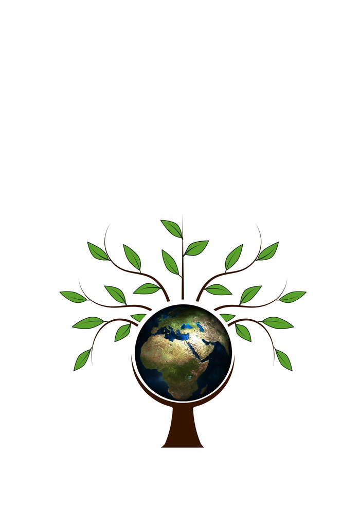 世界地球插图，树，美学，原木，皇冠，标志，徽章，图标