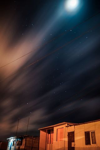 秘鲁，塔拉拉，湖泊，树木，月亮，灯光，肖像，星星