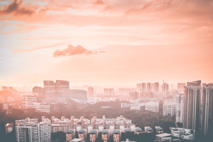 日落时的城市, 高, 角度摄影, 建筑物, 日落, 建设, 天际线, 城市