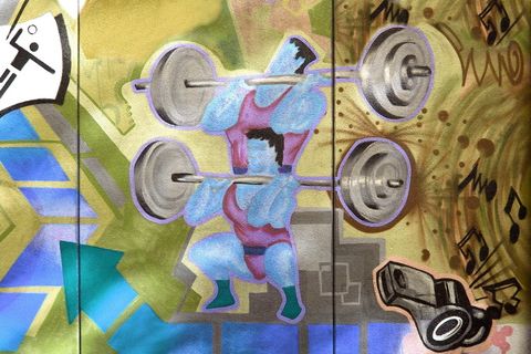 涂鸦、运动、足球、体育赛事、绘画、艺术、运动、哑铃