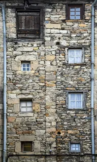 棕色砖砌建筑，正面，旧，窗户，前者，房屋，皮埃尔，木材