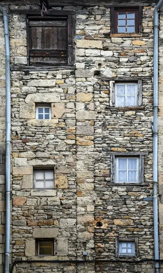 棕色砖砌建筑，正面，旧，窗户，前者，房屋，皮埃尔，木材