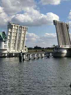 bascule bridge，schlei，运输系统，bridge，water，mecklenburg，kappeln，cloud-sky