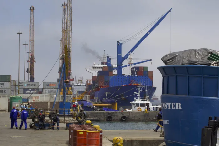 纳米比亚，沃尔维斯湾，起重机-建筑机械，工业，水，码头，机械，运输